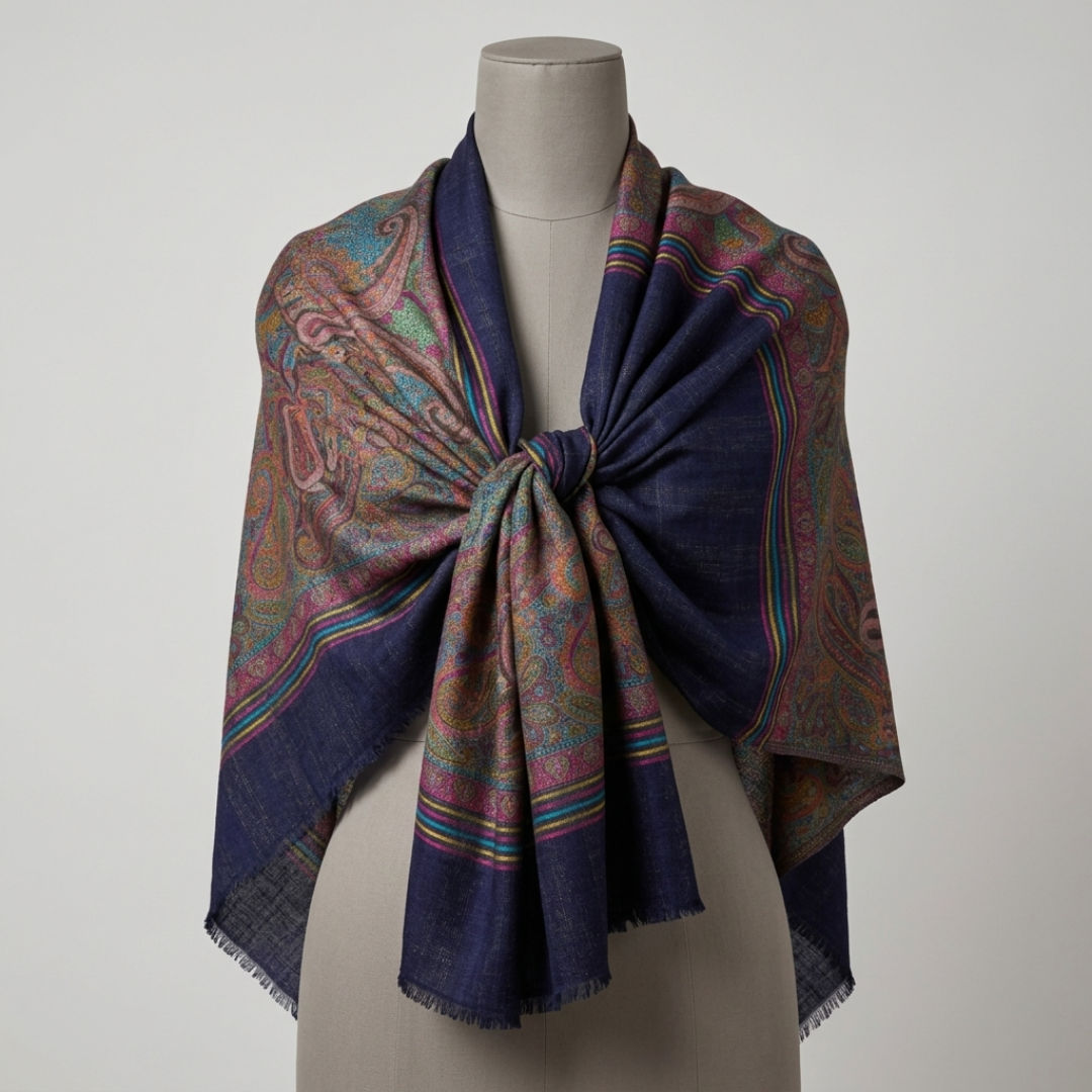 Dark Blue Wool Scarf